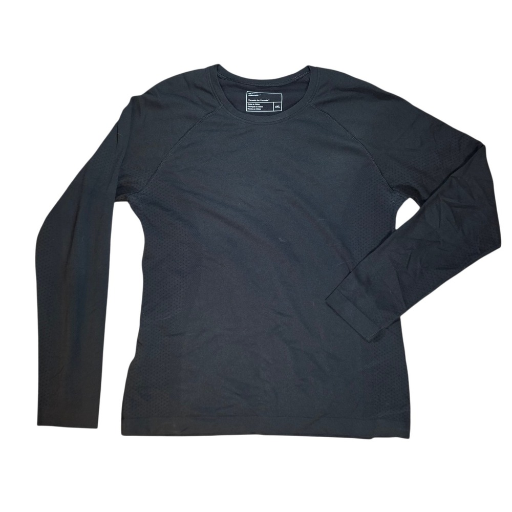 FIGS Women 2XL Salta Performance Underscrub Top Black Seamless Long Sleeve
